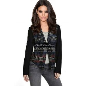 BCBGeneration black wool Aztec print moto jacket *shop@iamwarrior